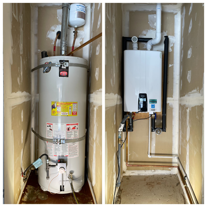 Tankless water heater installed for a homeowner in Roseville. Replacing a 50 gallon tanked unit